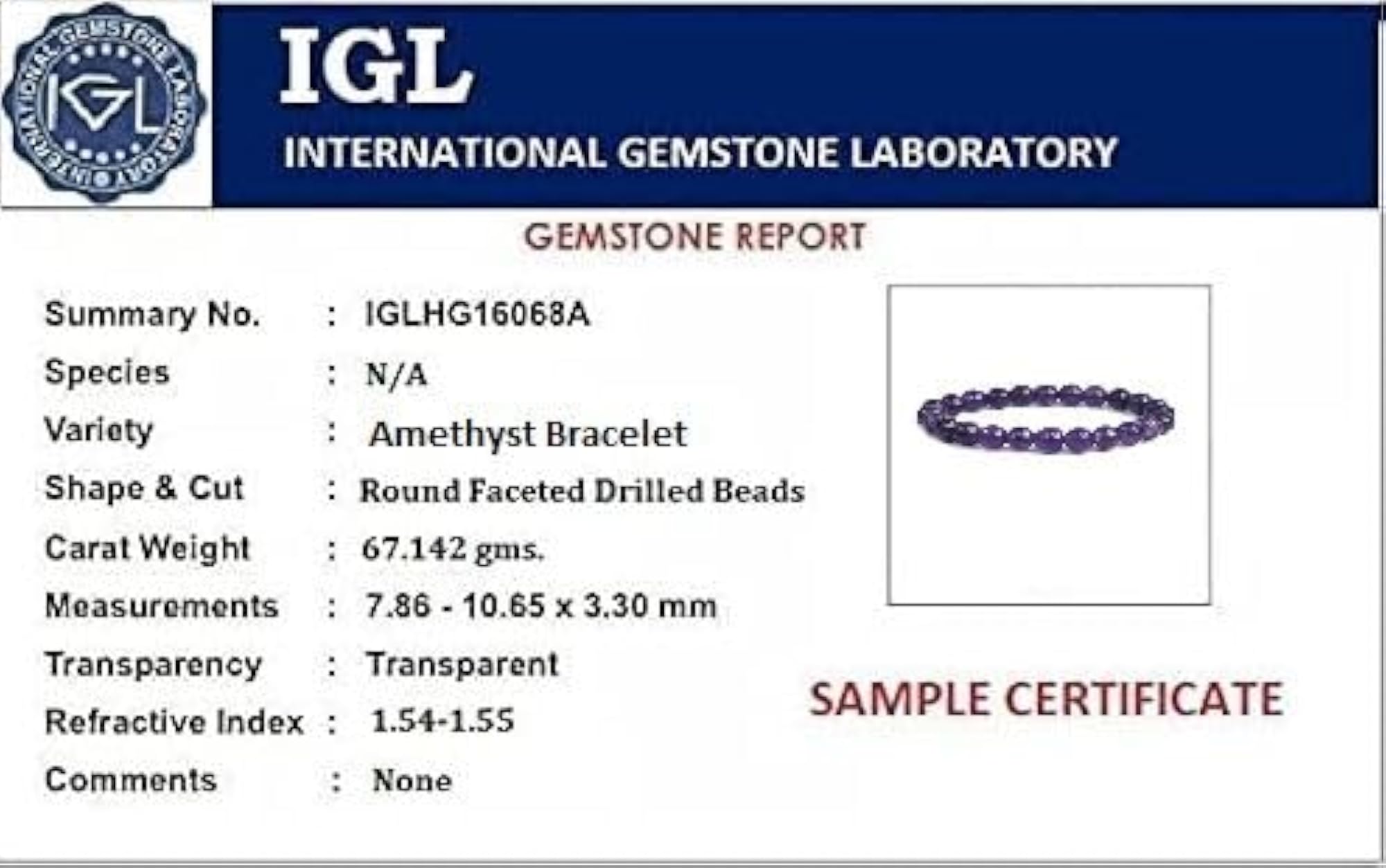 Real Amethyst Stone Bracelet, Original Certified AAA+ Rated