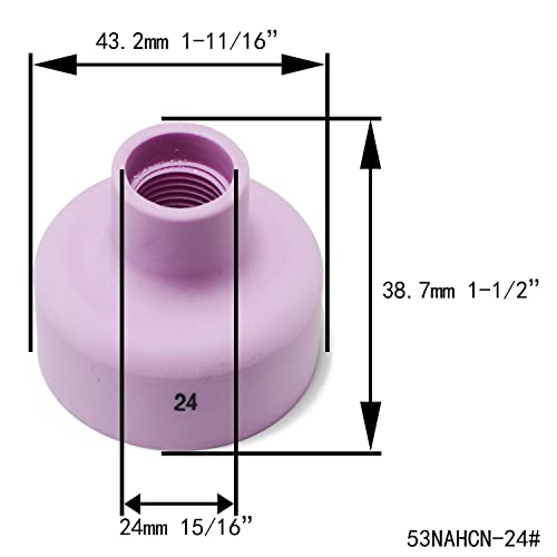 Image of RIVERWELD Champagne Ceramic Cup R Type 53NACN Screen 53NAbSP3 24# 4pcs | Alumina Nozzle 15 /16 inch & 24mm for SR WP 9 20 17 18 26 TIG Welding Torches