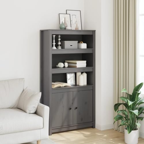 Mueble highboard de madera maciza de pino en color gris rústico duradero 3