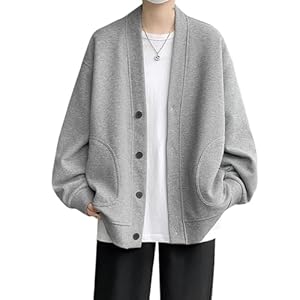 ［Anzn］ メンズ 秋服 和式カーディガン メンズ ボタ無地 羽織 長袖 和風 Vネックジャケット薄手 おしゃれ シ..." 