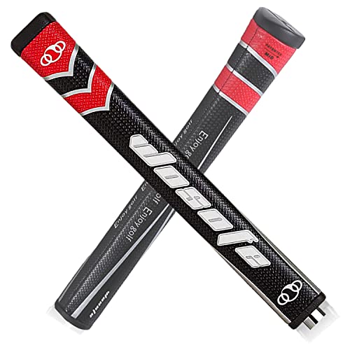 Zenesty Golf Putter Grips Midsize for Men 45g 2.0 Fit Most Iron Club Pistol Shape Lightweight Tacky Surface Delicate Pattern Soft Polyurethane Material Comfortable Feel (Black Red)