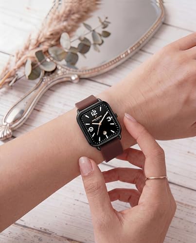 Image of Daniel Hechter Paris Gabrielle Collection Luxury Analog Watch for Women with Square Dial, Date Display and Silicone Strap