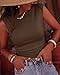 BTFBM Women's Ribbed Tank Tops 2026 Summer Cap Sleeve Boat Neck Slim Fitted Knit Basic Casual Tee Shirts Fashion Clothes(Brown, Medium)