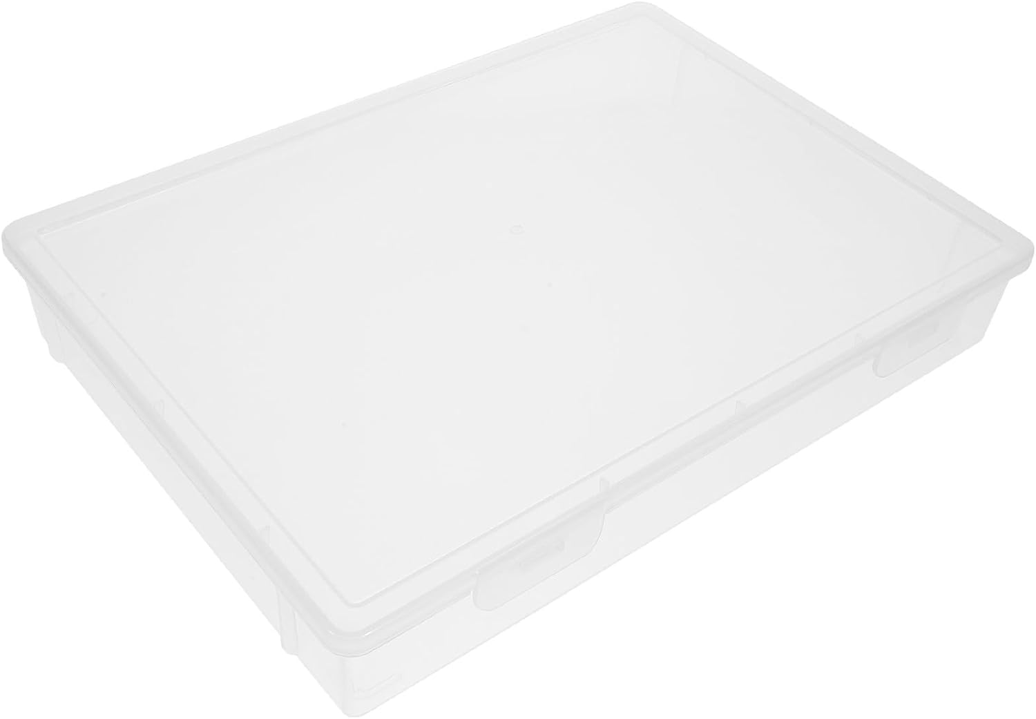 KICHOUSE Portable Flat A4 File Storage Box for Office and Study, Plastic Document Organizer Case with Lid, Suitable for Scrapbook Paper, Birth Certificates, and Magazine Protectors