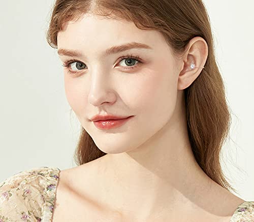 Sterling Silver Ear Cuff Non-Piercing Sparkling Huggie Earring Rose Gold Dainty Hypoallergenic Jewelry Cz Cartilage Clip On Cuffs Earrings Valentine Birthday Gift For Girls Women #TOP3