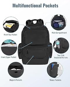 Mancro Diaper Bag Backpack, Dad Diaper Bag with 2 Side Insulated Pockets — photo 5 of 6