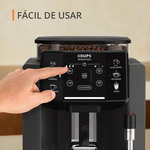 Krups Sensation C50, Cafetera superautomática, Potencia 1450W, Fácil uso, 5 tipos bebidas, Fácil mantenimiento, Alertas lumínicas, Cómoda limpieza, Ajustes personalizados, Boquilla vapor, EA9108 - imagen 3