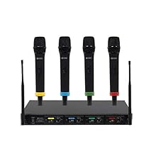 Perfect for schools, conferences, places of worship etc Featuring 4 x wireless handheld microphones with colour coded rings USB port for charging the receivers Operating frequency: 863.42Mhz / 864.99Mhz / 864.30Mhz / 863.01Mhz AF output impedance: 2....