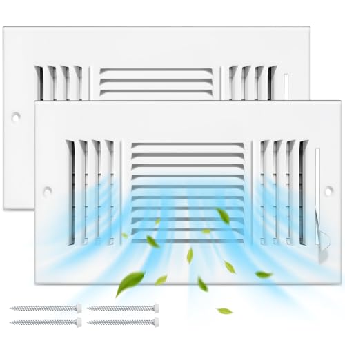 Gmurnai 2 Pcs 10x8 Inch Ceiling Vent Register for Home, White 3 Way Sidewall Solid Steel Wall Air Vent Registers AC Ceiling Vent Return Covers, Interior Size 10 x 8 Inch