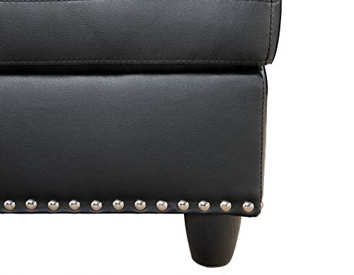 EMKK L Shaped Sofa with Ottoman Modern Nail-Head Design PU Leather Sectional Couches with Chaise, Cup Holder for Living Room, Bedroom, Office