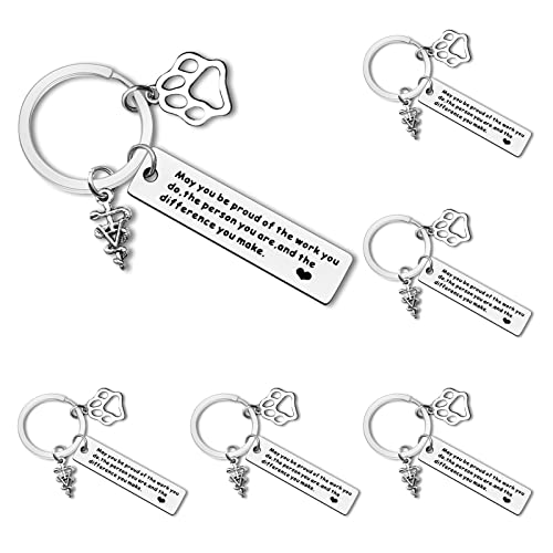 Dabihu Veterinarian Appreciation Gifts Vet Tech Keychain Set of 6 Thank You Gifts for Veterinarian Thank You Jewelry for Nurse Assistant Coworker Veterinary Student Graduation Gift Animal Lovers Gift