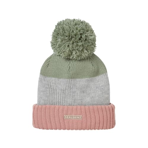 SEALSKINZ | Flitcham | Unisex Waterproof Fleece Lined Cold Weather Striped Bobble Hat Beanie | for Everyday & Outdoor Activities | Three-Layer Insulation Technology | Microfleece Lining Green