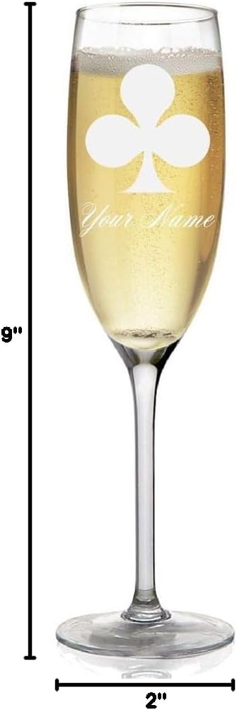 Champagne Glass, Poker Clubs, Personalized Engraving Included