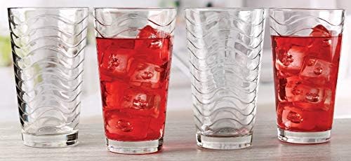 Miniatura 3 de Circleware Pulse - Juego de 4 vasos altos de base pesada de 15.7 onzas, vasos para beber té helado, cristalería para agua, jugo, cerveza, 4