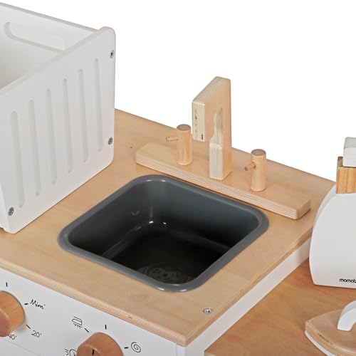 Lavadora infantil de madera Mamabrum con tabla de planchar para jugar en casa 6