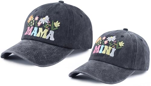Mama and Mini Hats for Women Girls, Flower Decor Mom and Daughter Outfits Baseball Cap2