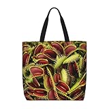 FBGHHTY Sac fourre-tout léger et confortable avec imprimé de plantes carnivores, réutil...