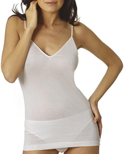 BY SELINA Canottiera Donna In Cotone - Scollo A V, Spalla Stretta, Bianco/Nero - Foto 4