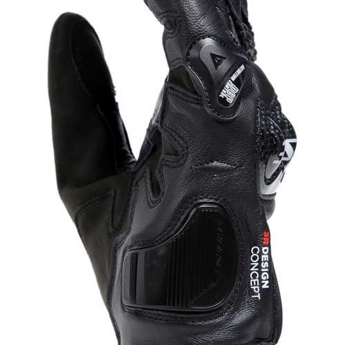 Dainese Krótkie rękawiczki Carbon 4, krótkie skórzane rękawiczki motocyklowe, z ochraniaczami na kostki węglowe, męskie, czarne/czarne, rozmiar M