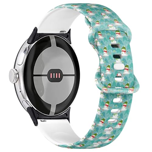 Bracelet silicone Google Pixel Watch anti-irritation motif sapin et neige