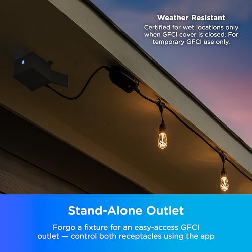 Enbrighten Vibe Add-an-Outlet Light Adapter, Smart Outdoor Outlet with Two GFCI Outlets for Porch Lights, Security Cameras, Direct Wire, Compatible with Alexa, Google Assistant, Black, 80753 by Enbrighten - Image 4