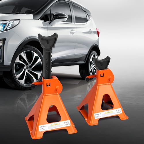 Donext Jack Stands 3 Ton (6,500 lb) Capacity Steel, 1 Pair Orange Lifting Stand Adjustable Jack Stands by Donext - Image 8