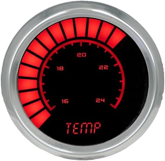 Intellitronix Universal Digital Bargraph Water Temperature Gauge with Chrome Trim (Red)