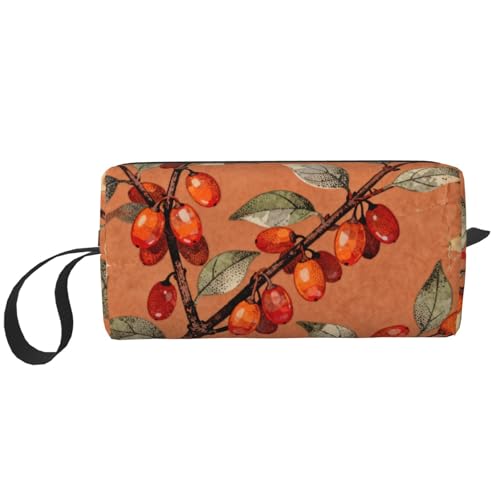 OLUSENMO Dogwood Berries Makeup Bag Organizer Compact & Durable Berry Travel Cosmetic Bag Oxford Fabric Impact-Resistant Multi-Purpose Storage Perfect for Travel, Gym, Daily Use