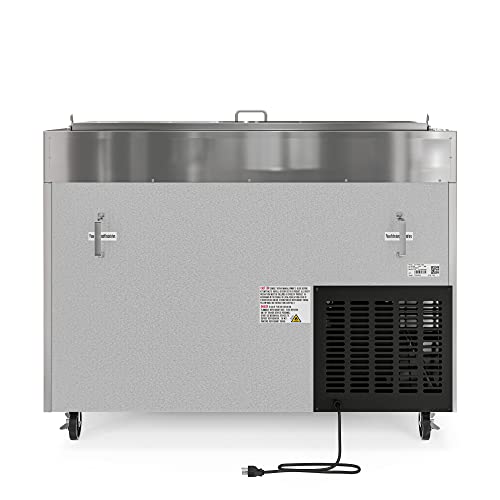 Image of KoolMore 50 Inch Commercial Pizza Prep Table with Built-in Refrigerator, Cutting Board, Food Protection Lid, Cold Storage, Rolling Casters in Stainless Steel,ETL Listed (KM-RPPS-1DSS)