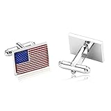 ♡Materal:Acero Inoxidable Daesar Gemelos Camisa 1 Par Gemelos Hombre Gemelos Acero Inoxidable Azul Rojo Americano Nacional Bandera USA Gemelos Camisa Alianzas de Boda