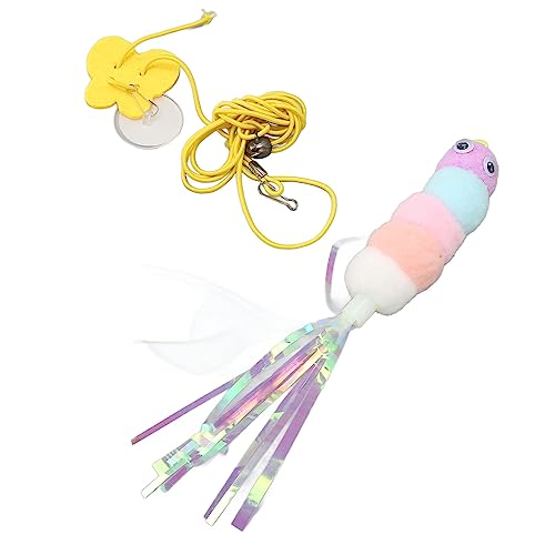 TITA-DONG Hanging Door Interactive Cat Toys, Retractable Cat Feather Toys, Self Play Retractable Hanging Interactive Cat Feather Toy Cat Teasing Toys with Elastic Rope Ringing Bell
