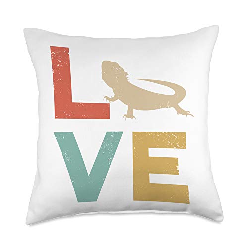 Love Bearded Dragon Vintage Retro Lizard And Reptile Gift Throw Pillow