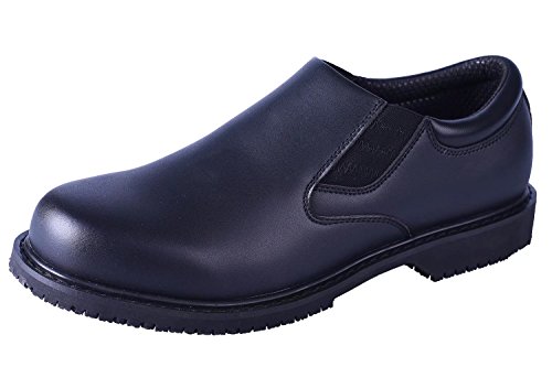 DDTX Men's Slip-on Work Shoes Slip and Oil Resistant EH Protection Insulated Shoes Black (8.5)
