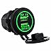 Cllena Dual USB Charger Socket Power Outlet 1A & 2.1A for Car Boat Marine Mobile (3.1A-Green)