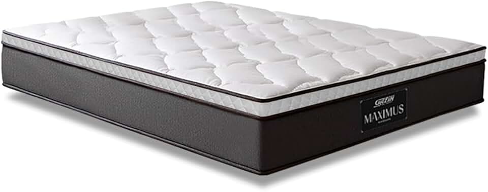 Colchão Casal Molas Ensacadas Pillow Top Maximus 138x188x24cm Cinza/Branco Gazin - Suporta até 120Kg por Pessoa
