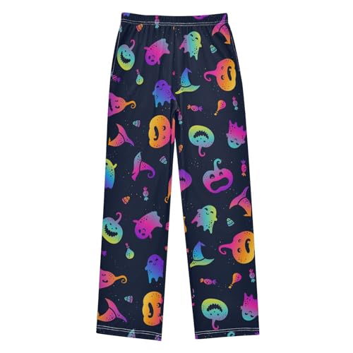 Galaxy Devil Pumpkin Boys Long Pants Soft Trousers Elastic Waist Kids Lounge Bottoms with Pockets S-XL