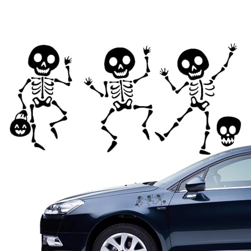 Calavera gótica calcomanía | Pegatina de esqueleto para ventana – Pegatina de parachoques portátil con esqueleto para coche, camión, SUV, parachoques para portátil