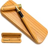 Amore Legno Sforza Penna Stilografica Elegante, Idee Regalo Uomo e Donna, Regali Laurea Compleanno con Frasi Motivazionali, Scatola in Legno di Bamboo (NATURALE)