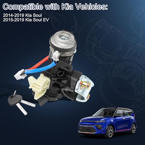 81910-B2100 Ignition Lock Cylinder & Housing for 2014-2019 Kia Soul, 2015-2019 Kia Soul EV Ignition Lock Switch Assembly with 2 Keys, Replaces 81450-34190 Ignition Switch Kits by KUTTOLE - Image 2