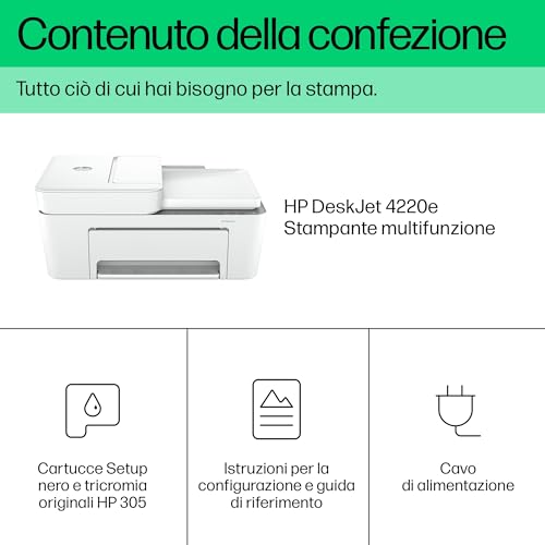 HP DeskJet 4220e 588K43, Stampante Multifunzione a Getto d'Inchiostro A4 a Colori, Fronte e Retro Manuale, Stamapante wifi, piccola per casa, 3 Mesi di Inchiostro Instant Ink Inclusi, Bianca - Immagine 5