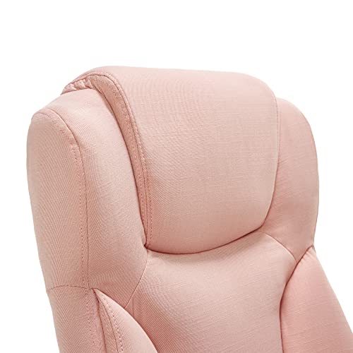 Serta Executive High Back Office Chair With Lumbar Support Ergonomic Upholstered Swivel Gaming Friendly Design, Microfiber, Pink #TOP3