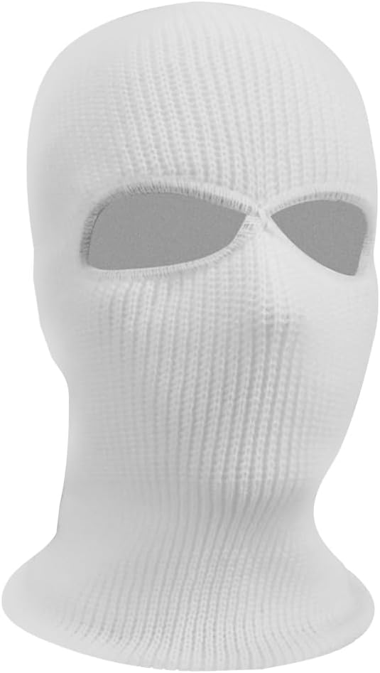 Winter Knitted Balaclava Full Face Mask 2 Hole Ski Mask Windproof Warm Balaclava Motorbike Hiking Snoods Motorcycle Hat White