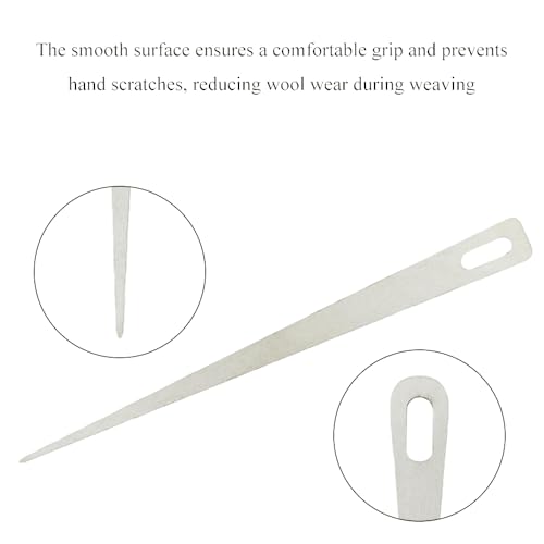 Wooden Weaving Needles Crochet Wood Hand Loom Stick Needles Set Tapestry Sewing Making Crafts Tools Tapestry Weaving Loom Tool Set No Burr Big Eye 5 Pieces Knitting Needles for Sweater Scarf - Thumbnail 5