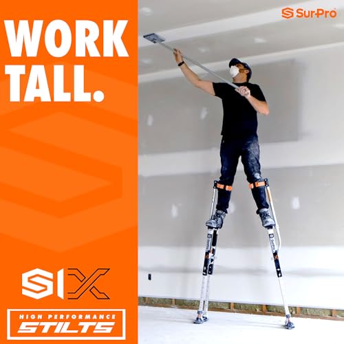 SurPro Single-Sided Drywall Stilts, Magnesium Base, 26” - 40” Height, QuadLock Contractor-Grade Stilts with Patented Flexion Foot System (S1X-M-2640) for Drywallers, Painters, Stilts Drywall by SurPro - Image 3
