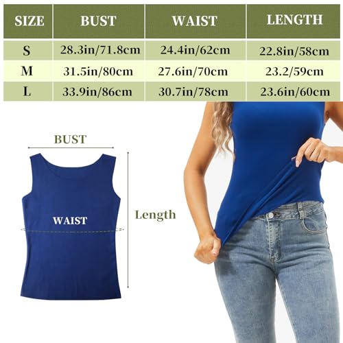 Image of Toulite 4 Pcs Thermal Tank Tops Women Underwear Tops Sleeveless Undershirt for Women Cotton Camisole Warm Base Layer