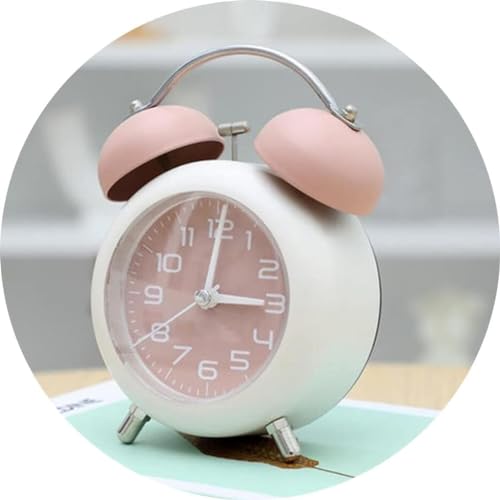 Image of TB-01 Metal Twin Bell Alarm Clock | Loud Alarm Analog Desk Clock with Silent Sweep Movement, Bedside Table Clock for Kids, Bedroom, Office & Study Table, Pink
