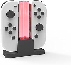 TwiHill O carregador duplo de manopla é adequado para Nintendo Switch OLED, carregador joycon de manopla esquerda e direita, carregador de feixe de luz colorido dois em um, acessórios Nintendo Switch (Preto)