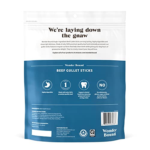 Amazon Brand – Wonder Bound Beef Gullet Sticks Dog Treats, 5-6 Inch, Pack of 25, Highly Digestible, Minimally Processed - Thumbnail 2