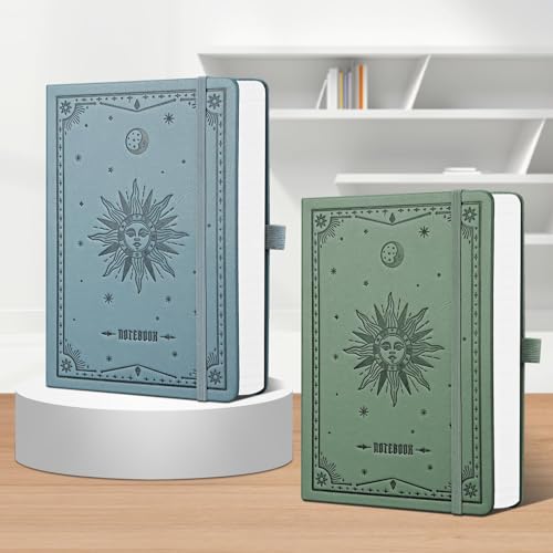 EMSHOI Caderno de papel quadriculado – 320 páginas, couro de capa dura A5, papel grosso de 100 g/m²,