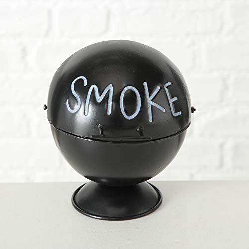 Smoke Ashtray, Lidded Dome, Pedestal Base, Bbq Grill Party Style, Black Lacquered Iron, 6 Inches #TOP6